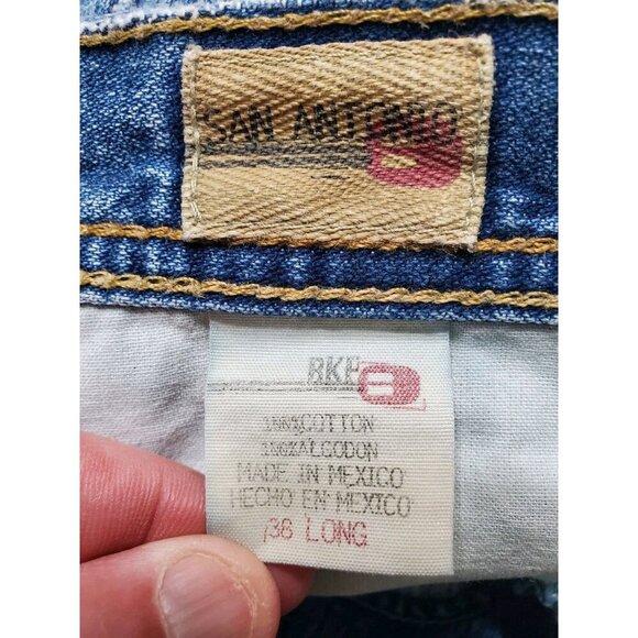 BKE 67 San Antonio Jeans Men's Size 36x32 Y2K Baggy Wide Leg Distressed KBK3032L - Picture 14 of 16